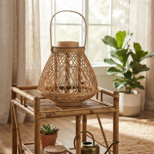 Linterna de Ratán Básica con Asas, Portavelas de Té Hecho a Mano, Natural, para Decoración del Hogar y Suministros de Hostelería - Product Image 6