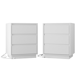 Modern Wood Storage Cabinet Set of 2 Fast USB <b>C</b> Charging End <b>Tables</b> with 3Drawers Large Storage for Living Room Sofa Side <b>Tables</b> - Product Image 5