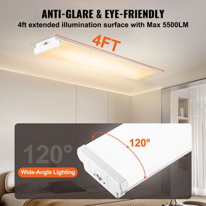 Lampada LED da Officina Regolabile 50W 5500LM 4FT 3000K/4000K/5000K, Plafoniera a Montaggio a Filo - Product Image 3