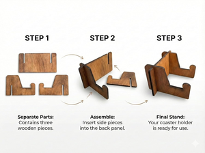 Wooden Coasters Set of 6 with Holder <b>Stand</b> for Tea Coffee Cups Round <b>Drink</b> Coaster Set for Dining Table Protection - Product Image 4