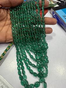 ลูกปัดมรกตสังเคราะห์ทรงรี ขนาด 6*8-7*9 มม. ความยาว 16 นิ้ว สำหรับทำเครื่องประดับ ผิวเรียบขัดเงา ขนาดรู 0.50 มม. - Product Image 4