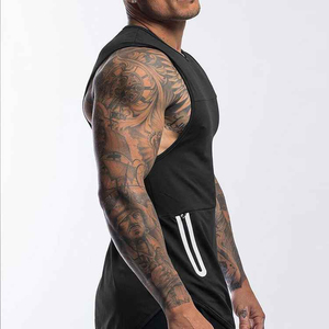 DURA SPORTS <b>Men's</b> <b>Black</b> Sleeveless <b>Tank</b> <b>Top</b> O-Neck Casual Breathable Eco-Friendly Quick Dry Side Pocket Knitted 100% Cotton - Product Image 5