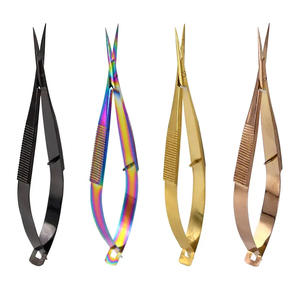 Ciseaux à ressort incurvés en acier inoxydable multicolores, noir, or, arc-en-ciel, or rose, ciseaux professionnels pour extensions de cils et sourcils - Product Image 5