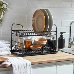 Stainless Steel Half Moon Dish Rack with Integrated Spoon <b>Hooks</b> and Tumbler Holders Wall Mounted <b>Kitchen</b> Storage Organizer - Product Image 6
