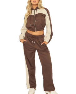 Conjunto Deportivo de 2 Piezas para Mujer, Chaqueta Corta con Cierre y Pantalones, Estilo Windbreaker, Alta Calidad, Venta al Por Mayor, Personalizable, 2026 - Product Image 1