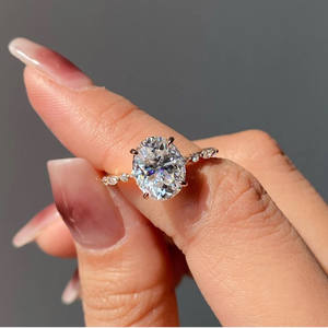 แหวนเพชรโมอิส925ทรงรีสำหรับงานแต่งงานหรือของขวัญครบรอบ - Product Image 4