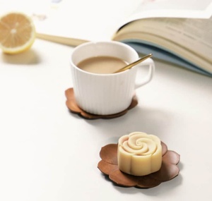 Wooden Flower Shape Coaster Handmade Wooden Drink Mat Wabi Sabi Design for Home <b>Table</b> Decoration for home - Product Image 2