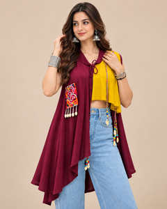 Tops traditionnels indiens Garba Glam - Matière en rayonne, coupe ample, longueur midi pour mariage et fête - Product Image 2