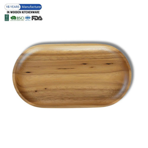 Acacia Wooden Plates Polished Finish Natural Wood Pattern Durable Household Grade <b>Food</b> Safe High <b>Heat</b> Resistant Made in Vietnam - Product Image 2