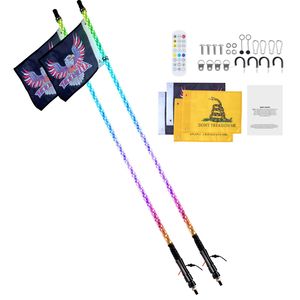2 Pezzi Frusta Luminosa Impermeabile da 3 Piedi con Controllo APP RF, RGB a 360 Gradi, Effetto Inseguimento, 4a Generazione, Fruste LED Illuminanti per Fuoristrada - Product Image 1