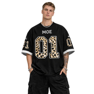 เสื้อฟุตบอลอเมริกันตาข่ายขนาดใหญ่พิเศษ สกรีนโลโก้เองได้ เสื้อฟุตบอลสตรีทแวร์ พิมพ์หมายเลขแบรนด์ส่วนตัว ชุดทีม - Product Image 1