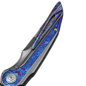 Cuchillos Plegables de Acero de Damasco Premium con Mango con Patrón Decorativo y Hoja Puntiaguda Afilada para Uso Diario, Campismo y Actividades al Aire Libre - Product Image 4