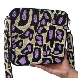 Sac de rangement minimaliste bleu brodé de perles, sac à bandoulière, sac de soirée, sac à main tendance, sac bandoulière pour femme, fournisseur en gros - Product Image 2