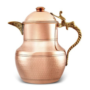 Handcrafted Pure <b>Copper</b> Water Jug Pitcher With Embossed Etching Design And Brass <b>Knob</b> Lid 100% Authentic Ayurvedic Health Drink - Product Image 3