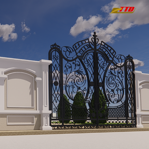 Portail en acier moderne avec motifs artistiques en fer forgé, hauteur de 2,13 m, doté de modélisation 3D pour l'amélioration de l'entrée de la maison - Product Image 4