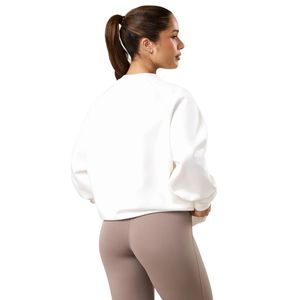 Sweat-shirt blanc oversize pour femme, coupe décontractée, pull à manches longues, streetwear décontracté, toucher doux, confort quotidien - Product Image 2