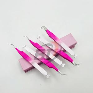 Pince à épiler d'extension de cils en acier inoxydable rose blanc Logo d'impression personnalisé de haute qualité testé à la main Beautivia International - Product Image 1