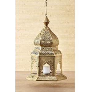 Farol de Metal con Diseño Estándar en Forma Marroquí, Acabado Dorado, para Decoración de Mesa de Boda, Decoración Colgante para Jardín, Mejores Precios - Product Image 1