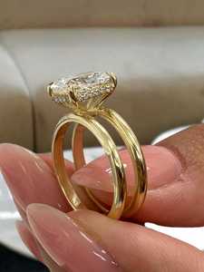 Gorgeous Lab Grown 5.01CT VS1 Radiant Cut Diamond Dual Band Ring For Women's 18K Solid Gold Wedding Party Gift For <b>Girlfriends</b> - Product Image 2