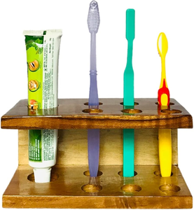 Nouveauté pour la salle de bain : support en bois pour brosse à dents, dentifrice et nettoyant visage – Qualité supérieure et produit très demandé en promotion - Product Image 3