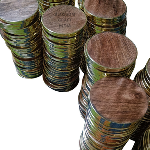 Sous-verre en bois avec bordure dorée de luxe, de qualité supérieure, résistant à la chaleur, accessoire de table pour restaurants, hôtels, cafés, maison - Product Image 6