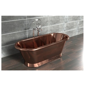 Elegant Luxury Freestanding Copper Bathtub Handcrafted Solid Soaking Tub Shiny Polish Eco-Friendly for Hotel Villa Bathroom - Product Image 5