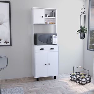 Dispensa da cucina Salem con 2 ante, 2 ripiani aperti e cassetto, con soluzione di archiviazione unica - Product Image 1