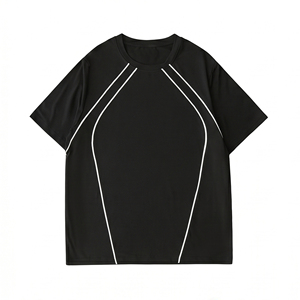 Men's Summer Breathable Casual Polyester Knitted Athletic Piping Sports <b>Tee</b> & Shorts Custom OEM Wholesale - Product Image 3