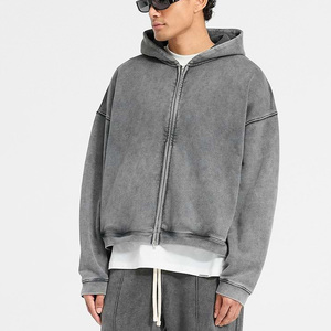 Fabricante de sudaderas con capucha de forro polar grueso con cremallera, chaqueta con capucha extragrande lisa, ropa urbana personalizada - Product Image 2