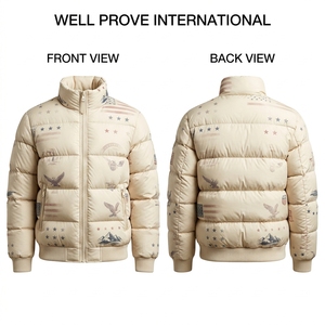Chaqueta Bomber Sublimada Personalizada Color Granate, 300 Gramos, Poliéster Impermeable, Paneles Horizontales Acolchados, Cierre Formal con Diseño de Águila, ODM, Primavera - Product Image 3