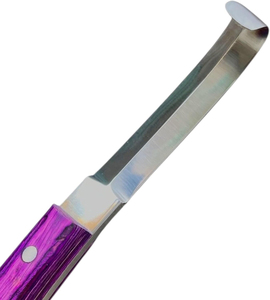 Equine Tools Direct Cuchillo para Pezuñas de Doble Filo, Acero Inoxidable Magnético J2 420, Para Mano Derecha, Mango Ergonómico Morado - Product Image 1