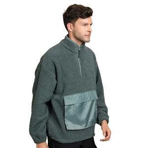 Sweat-shirts d'hiver en polaire sherpa de haute qualité, nouveau style, demi-zip - Service OEM, coupe ample, poids lourd - Product Image 3