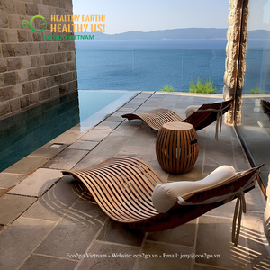 ECO2GO VIETNAM Chaise longue en bois style resort, design vague, coussin en option, surface inclinable confortable, jardin, hôtel, villa - Product Image 3