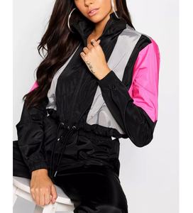 Chaqueta cortavientos de nailon impermeable para exteriores para mujer, ropa de talla grande, ropa de moda, chaqueta cortavientos de nailon con bloques de Color para mujer - Product Image 4