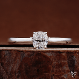 Minimal Elongated Cushion Diamond 0.50 CT Lab Grown Solitaire Engagement <b>Ring</b> IGI Certified 10k White Gold Luxury <b>Thin</b> Band - Product Image 1