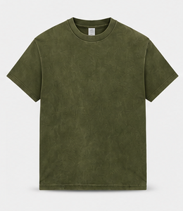 เสื้อยืดคอกลมแขนสั้นสีส้มล้วนสำหรับผู้ชาย ผ้าฝ้าย 100% ทรงโอเวอร์ไซส์ สวมใส่สบาย ระบายอากาศได้ดี น้ำหนัก 230 กรัม ผ้าถัก  โลโก้ด้านหน้าแบบซักแล้ว ดีไซน์เรียบ - Product Image 4