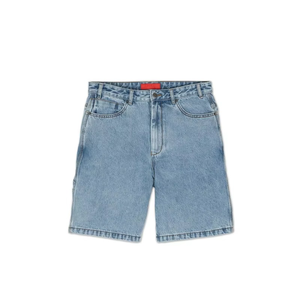 Shorts en jean pour homme, coupe ample, délavé clair, style vintage, en coton, pour le travail ou le streetwear - Product Image 1