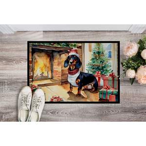 Paillasson de Noël confortable Teckel antidérapant lavable à poils bas 24H X 36W pour une utilisation intérieure et extérieure dans l'entrée - Product Image 2