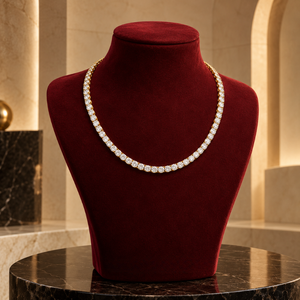 Collar de tenis clásico de 16 pulgadas para mujer |   Diamante Cultivado en Laboratorio de Oro Sólido de 9K, 0.25 CT, 4.1MM, Corte Brillante, Certificado IGI, Joyería - Product Image 1