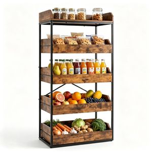 Scaffale Industriale a 5 Ripiani con 4 Cassetti, Kit Anti-Ribaltamento, Organizzatore per Dispensa in Metallo e Legno Ingegnerizzato - Product Image 2
