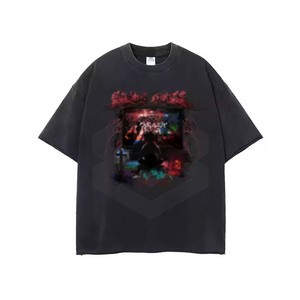 260 GSM 100% Cotton Acid Washed Crew Neck Oversized Fit Blank Print Eco-Friendly Breathable Tee <b>Shirt</b> <b>for</b> <b>Men</b> Knitted Fabric - Product Image 2