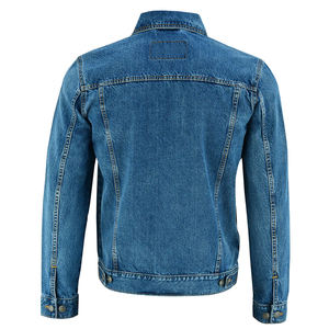 Veste en jean bleu classique pour homme, coupe slim vintage, style camionneur, décontractée, en coton, pour le printemps - Product Image 3
