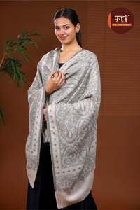Handmade <b>Wool</b> Paisley Solid Color Shawl Ethnic Scarf Floral Pattern <b>Wrap</b> for Home Decor Winter - Product Image 2