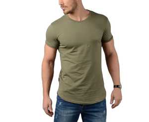 Men's Olive Green Regular Fit Short Sleeve <b>100</b>% <b>Polyester</b> T-<b>Shirt</b> O-Neck Casual Pattern Front Knitted Breathable Eco-Friendly - Product Image 5