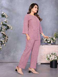 Ensemble haut et bas en tissu importé pour femmes, tenue de fête, tenue ethnique - Product Image 1