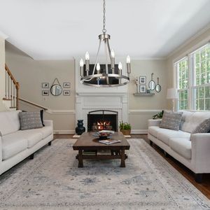 Moderno casale 6 luci lampadario Nickel spazzolato stile Country industriale carovana pendente E12 Base per alta illuminazione - Product Image 2