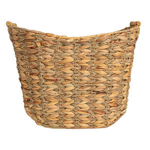 Handmade Water Hyacinth Scoop <b>Basket</b> with <b>Bamboo</b> Handle Woven Storage Bin - Product Image 6