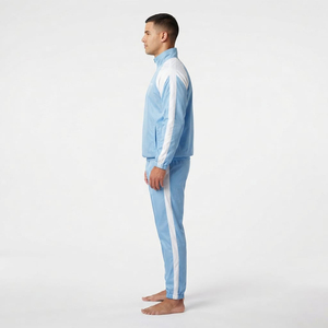 ชุดเซ็ตเสื้อแจ็คเก็ตคอตั้งซิปเต็มตัวและกางเกงจ็อกเกอร์ผ้าไนลอนสำหรับผู้ชาย แฟชั่นสปอร์ต สีพื้น สองชิ้น - Product Image 2