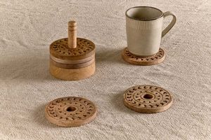 Handmade wooden <b>coaster</b> with artistic finish perfect for gift hampers and festive celebration packages - Product Image 5
