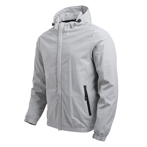 <b>Men's</b> Hooded Windbreaker <b>Jacket</b> Solid Color Zipper Closure Casual Autumn Wear Windproof <b>Lightweight</b> Outerwear - Product Image 2